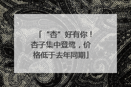 “杏”好有你！杏子集中登鹭，价格低于去年同期