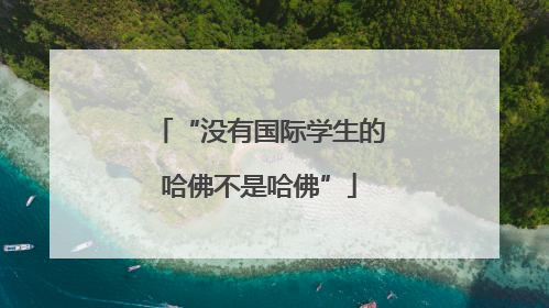 “没有国际学生的哈佛不是哈佛”
