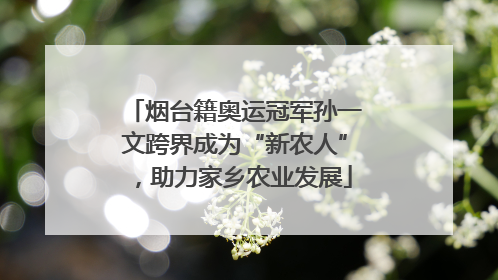 烟台籍奥运冠军孙一文跨界成为“新农人”，助力家乡农业发展