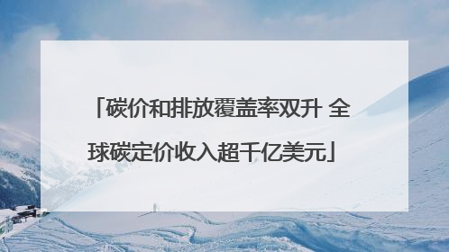碳价和排放覆盖率双升 全球碳定价收入超千亿美元