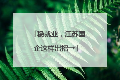 稳就业，江苏国企这样出招→