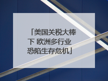 美国关税大棒下 欧洲多行业恐陷生存危机