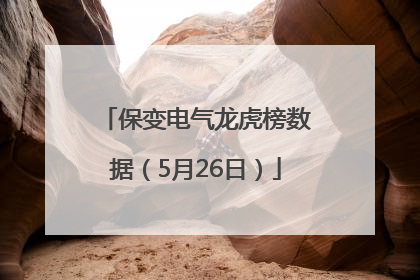 保变电气龙虎榜数据（5月26日）