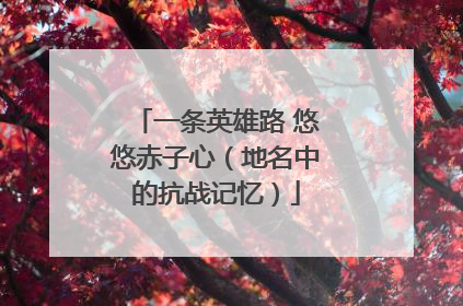 一条英雄路 悠悠赤子心（地名中的抗战记忆）