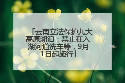云南立法保护九大高原湖泊：禁止在入湖河道洗车等，9月1日起施行
