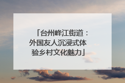 台州峰江街道：外国友人沉浸式体验乡村文化魅力