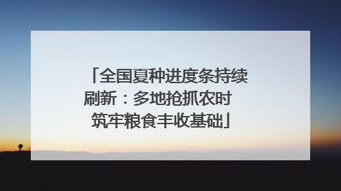全国夏种进度条持续刷新：多地抢抓农时 筑牢粮食丰收基础