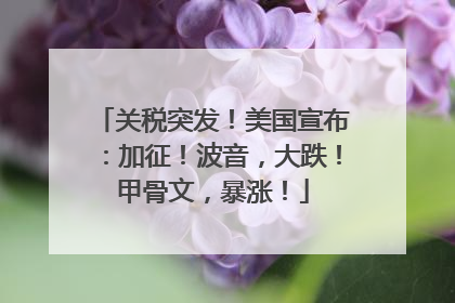 关税突发！美国宣布：加征！波音，大跌！甲骨文，暴涨！