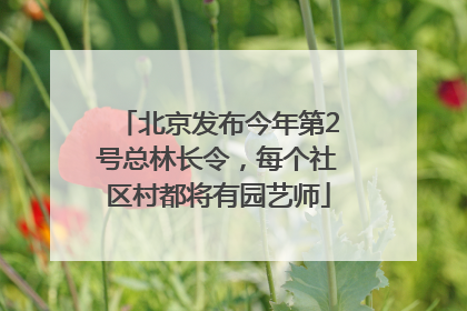 北京发布今年第2号总林长令，每个社区村都将有园艺师