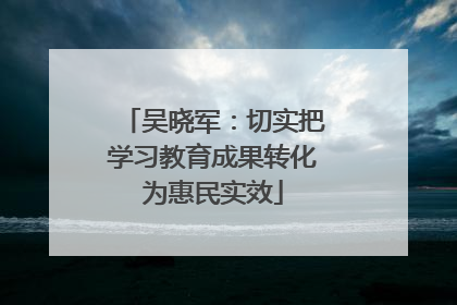 吴晓军：切实把学习教育成果转化为惠民实效