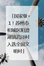 国家级+1！苏州市相城区阳澄湖镇消泾村入选全国文明村