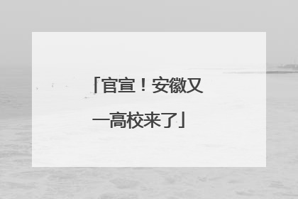 官宣！安徽又一高校来了