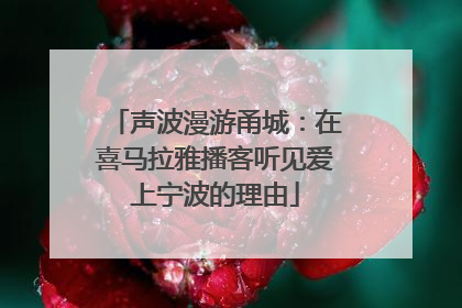 声波漫游甬城：在喜马拉雅播客听见爱上宁波的理由