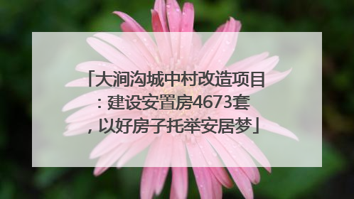 大涧沟城中村改造项目：建设安置房4673套，以好房子托举安居梦