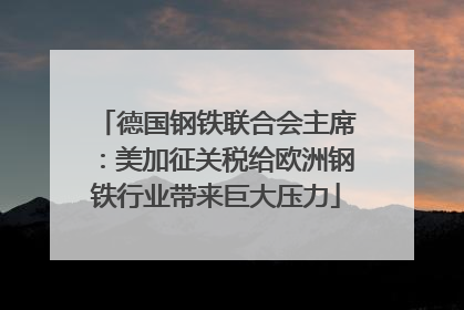 德国钢铁联合会主席：美加征关税给欧洲钢铁行业带来巨大压力