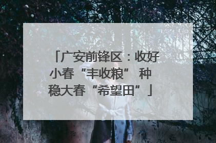 广安前锋区：收好小春“丰收粮” 种稳大春“希望田”