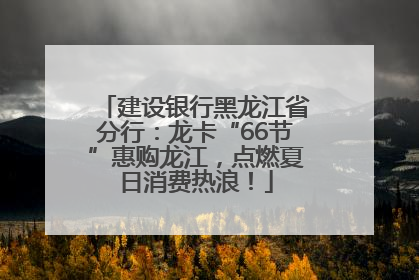 建设银行黑龙江省分行：龙卡“66节”惠购龙江，点燃夏日消费热浪！