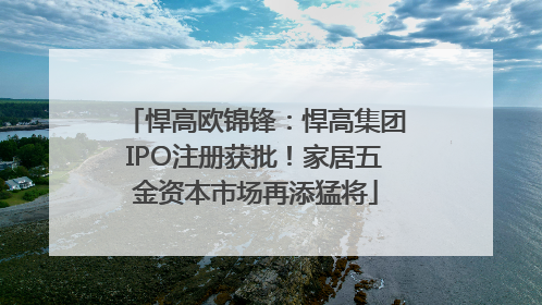 悍高欧锦锋：悍高集团IPO注册获批！家居五金资本市场再添猛将