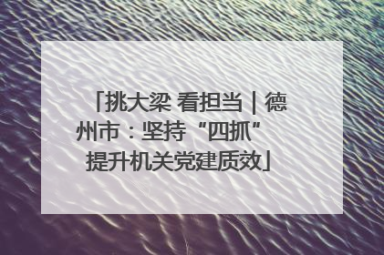 挑大梁 看担当｜德州市：坚持“四抓” 提升机关党建质效