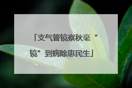 支气管镜察秋毫“镜”到病除惠民生