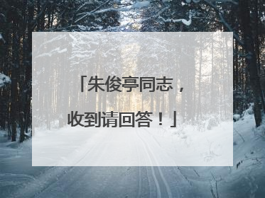 朱俊亭同志，收到请回答！