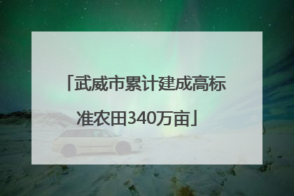 武威市累计建成高标准农田340万亩