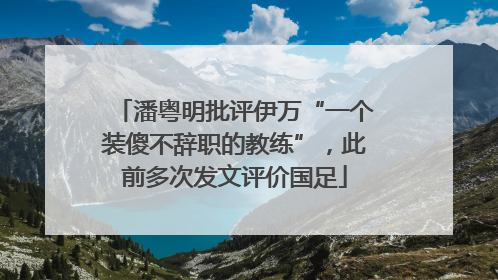 潘粤明批评伊万“一个装傻不辞职的教练”，此前多次发文评价国足