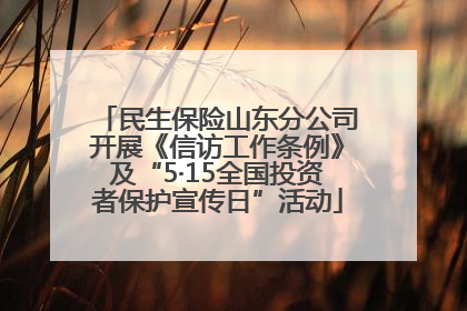 民生保险山东分公司开展《信访工作条例》及“5·15全国投资者保护宣传日”活动