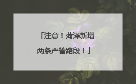 注意！菏泽新增两条严管路段！