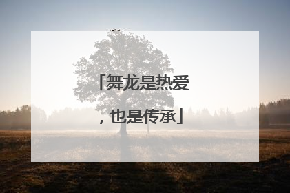 舞龙是热爱，也是传承
