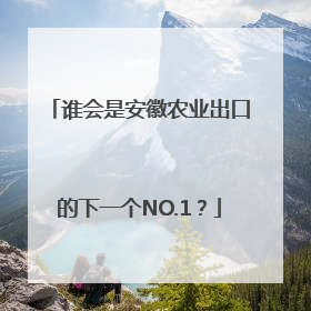 谁会是安徽农业出口的下一个NO.1？