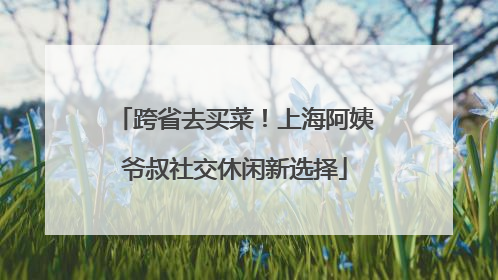 跨省去买菜！上海阿姨爷叔社交休闲新选择