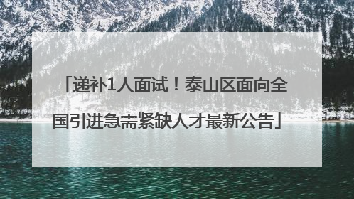 递补1人面试！泰山区面向全国引进急需紧缺人才最新公告