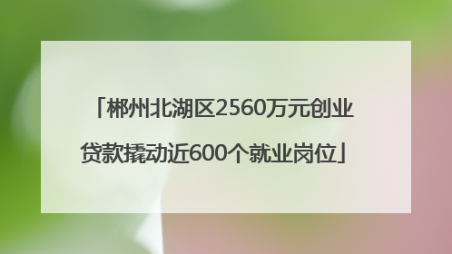 郴州北湖区2560万元创业贷款撬动近600个就业岗位