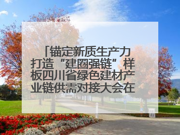 锚定新质生产力 打造“建圈强链”样板四川省绿色建材产业链供需对接大会在德阳举行