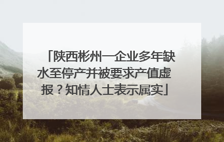 陕西彬州一企业多年缺水至停产并被要求产值虚报？知情人士表示属实