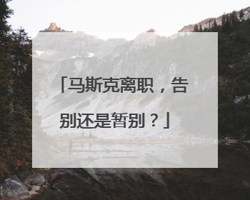 马斯克离职，告别还是暂别？