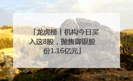 龙虎榜丨机构今日买入这8股，抛售御银股份1.16亿元