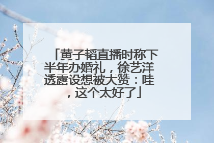 黄子韬直播时称下半年办婚礼，徐艺洋透露设想被大赞：哇，这个太好了