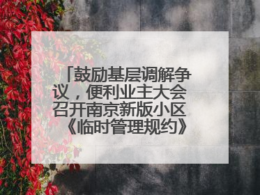 鼓励基层调解争议，便利业主大会召开南京新版小区《临时管理规约》征求意见